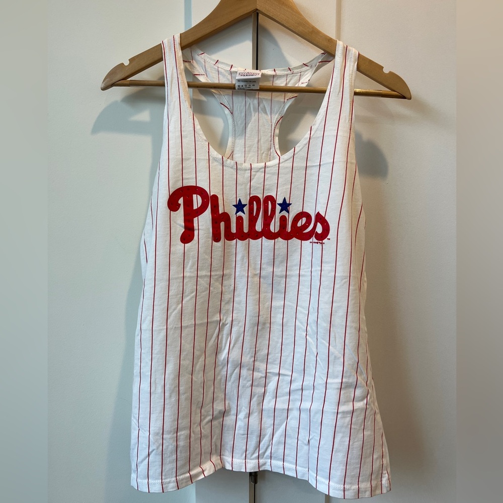 Philadelphia Phillies baseball razorback tank top with stripes and crystals